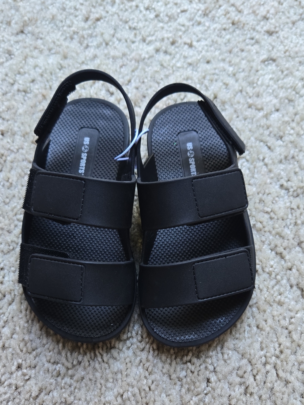 US Sport Black Double Strap Sandals